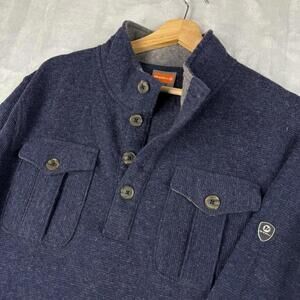 Merrell Select Performix Navy Wool Blend Sweater Chest Pockets Men Size XL Hike